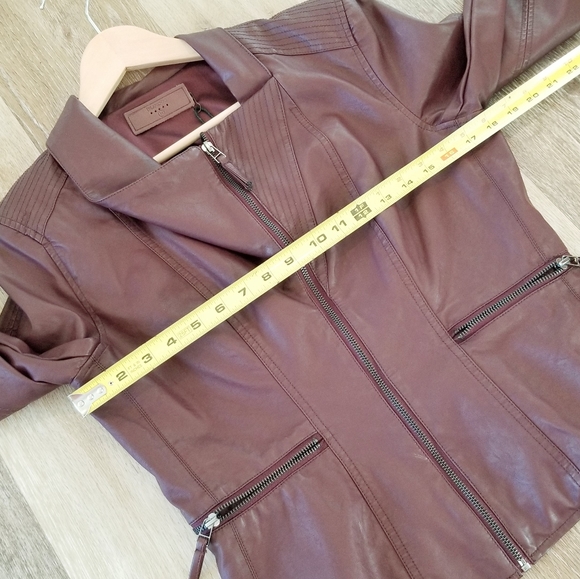 Blank NYC Burgundy Vegan Leather Moto Faux Learher Zip-up Jacket NWT - Picture 10 of 16